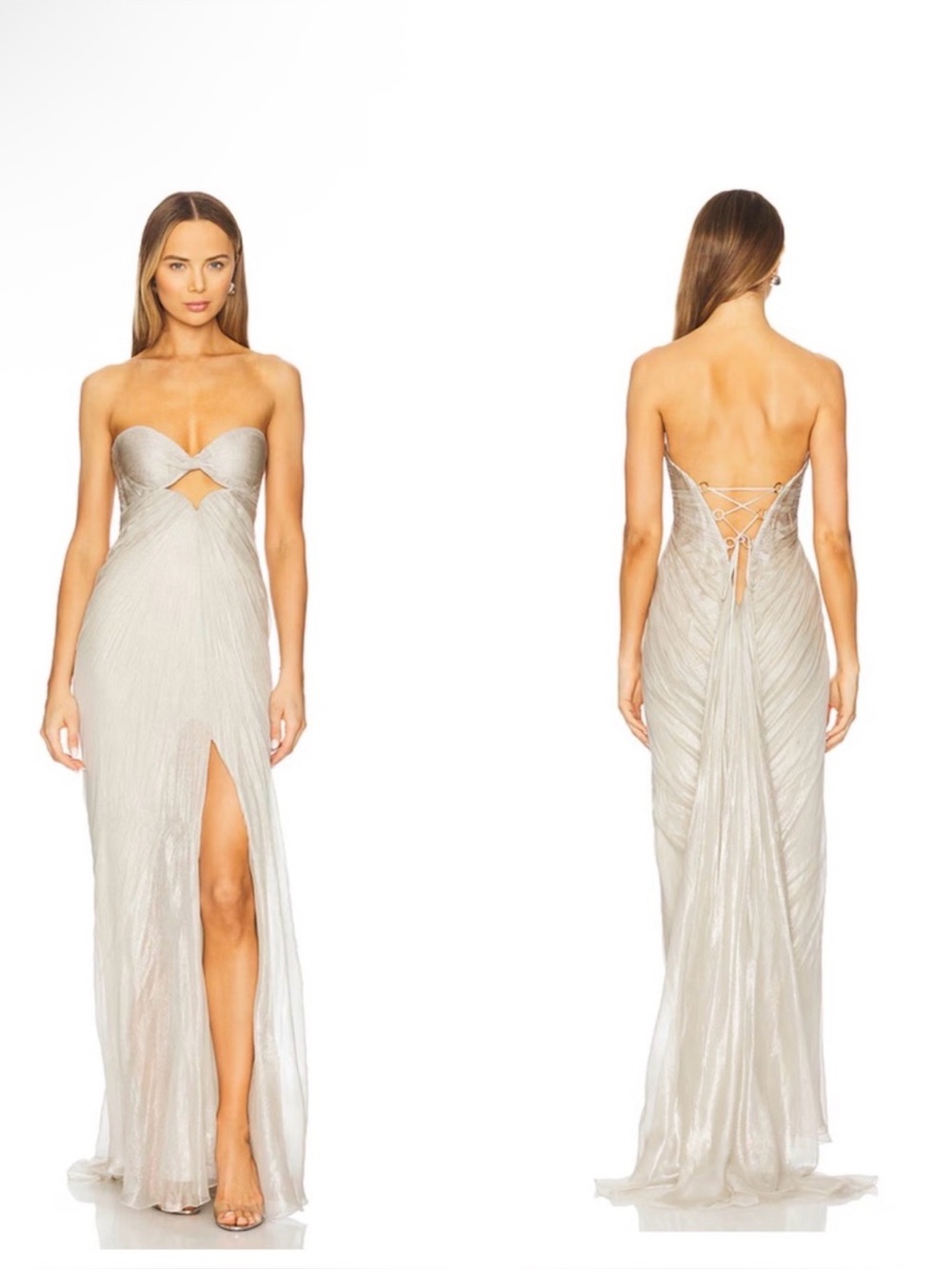 Maria Lucia Hohan Quiana Strapless Silk Maxi Gown in New Opal US 6